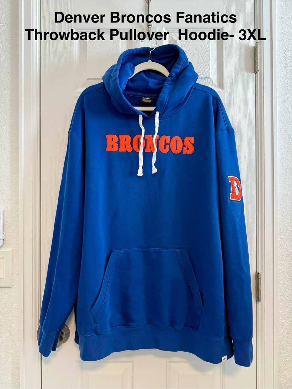 Fanatics Broncos Heritage Pullover Hoodie with Throwback “Denver D” Logo